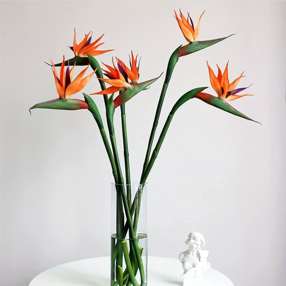 Artificial Bird of Paradise Flowers ¨C 3pcs Realistic Rubber Strelitzia with 24.5¡± Long Stems for Home Decor, Vase Arrangements, DIY Bouquets, Party & Fall Decor (4 Colors)
