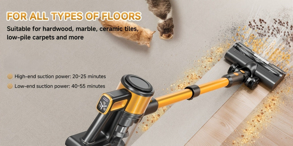 Cordless Stick Vacuum Cleaner 60Kpa 55-Min Runtime - Anti-Tangle Lightweight Handheld Vacuum for Hardwood Floor Carpet Pet Hair Corded Cordless 2200mAh Battery