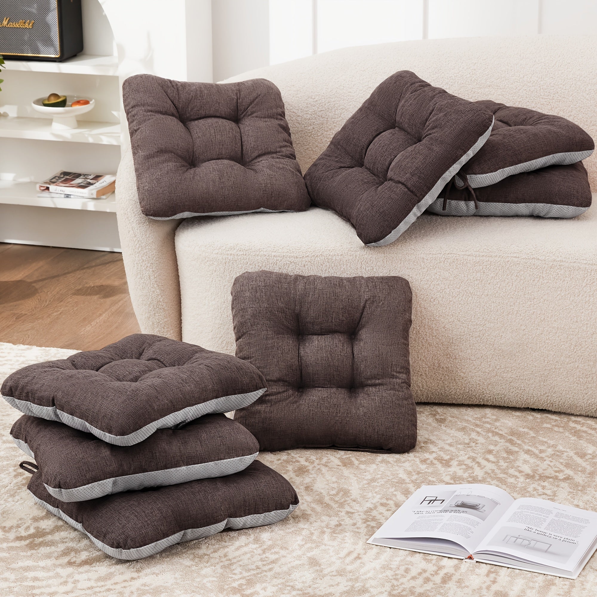 Memory Foam Chair Cushions 4/8 Pack, Non-Slip Seat Pads for Dining Chairs, Kitchen, Office & Patio ¨C Indoor Outdoor Chair Pads M/L Size