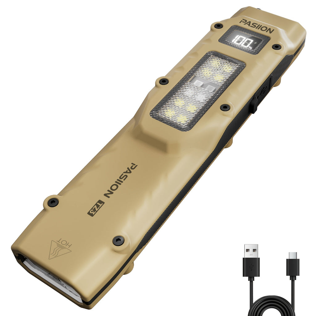 EDC Tactical Flashlight 1500 Lumen USB Rechargeable | Flat Slim Pocket Flashlight High CRI 5 Modes Red Warning Light | Camping Emergency Outdoor Work Gift for Men