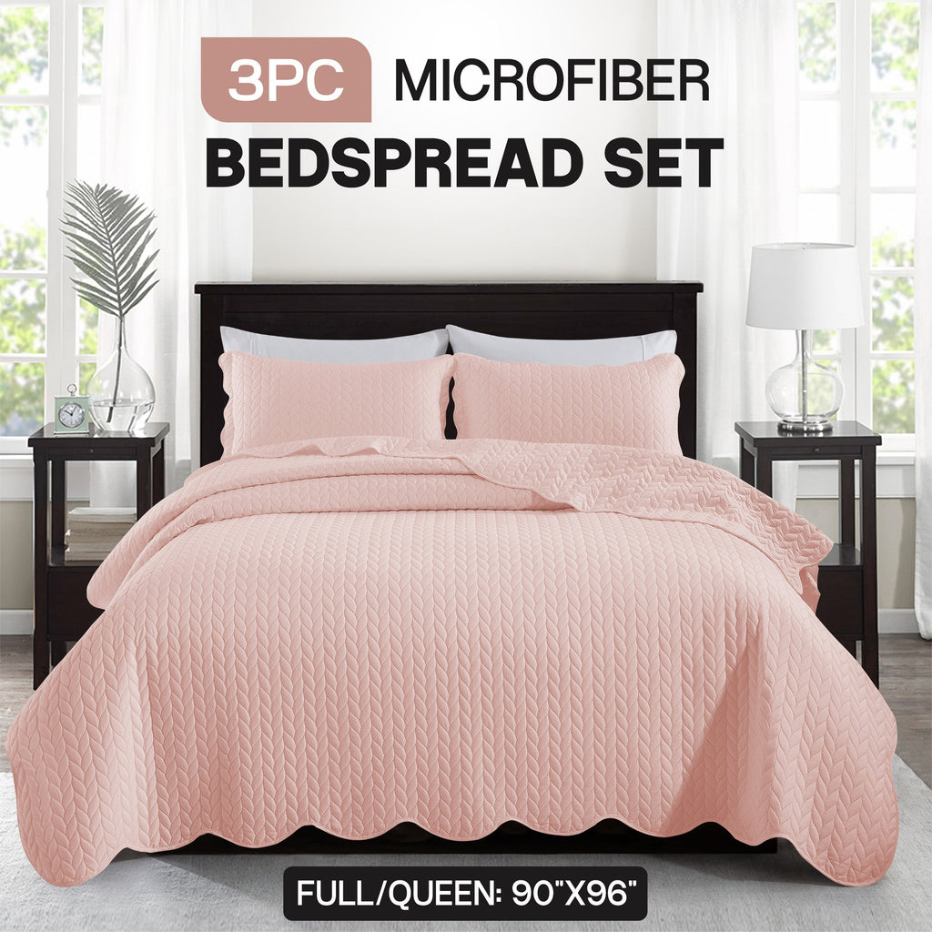 Bedspread Set 3-Piece Microfiber Floral Coverlet with Pillow Shams - Soft Breathable Lightweight All-Season Bed Cover for Queen King Twin California King