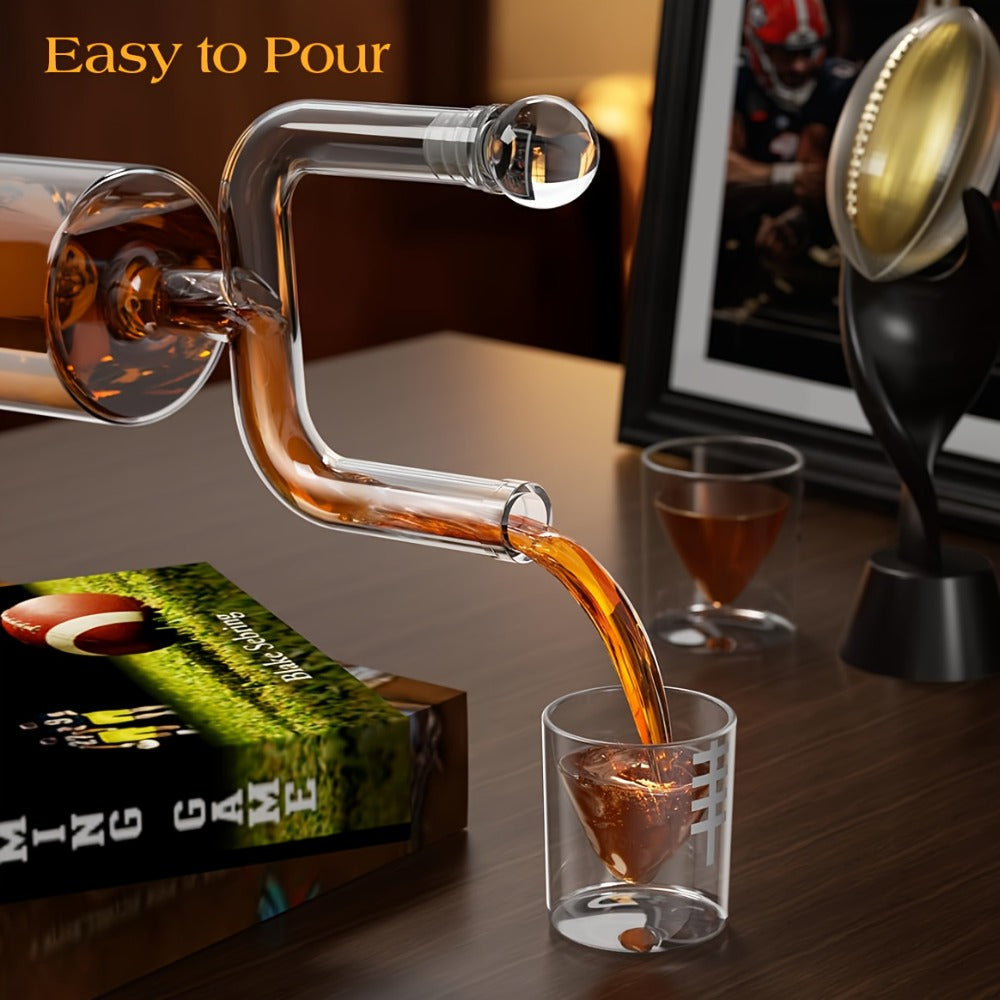 Kollea Football Whiskey Decanter Set 28oz + Two 3.8oz Wine Glasses ¨C Bar Gift Set for Men Dad Husband, Father's Day Anniversary Birthday Kitchen Bar Accessories