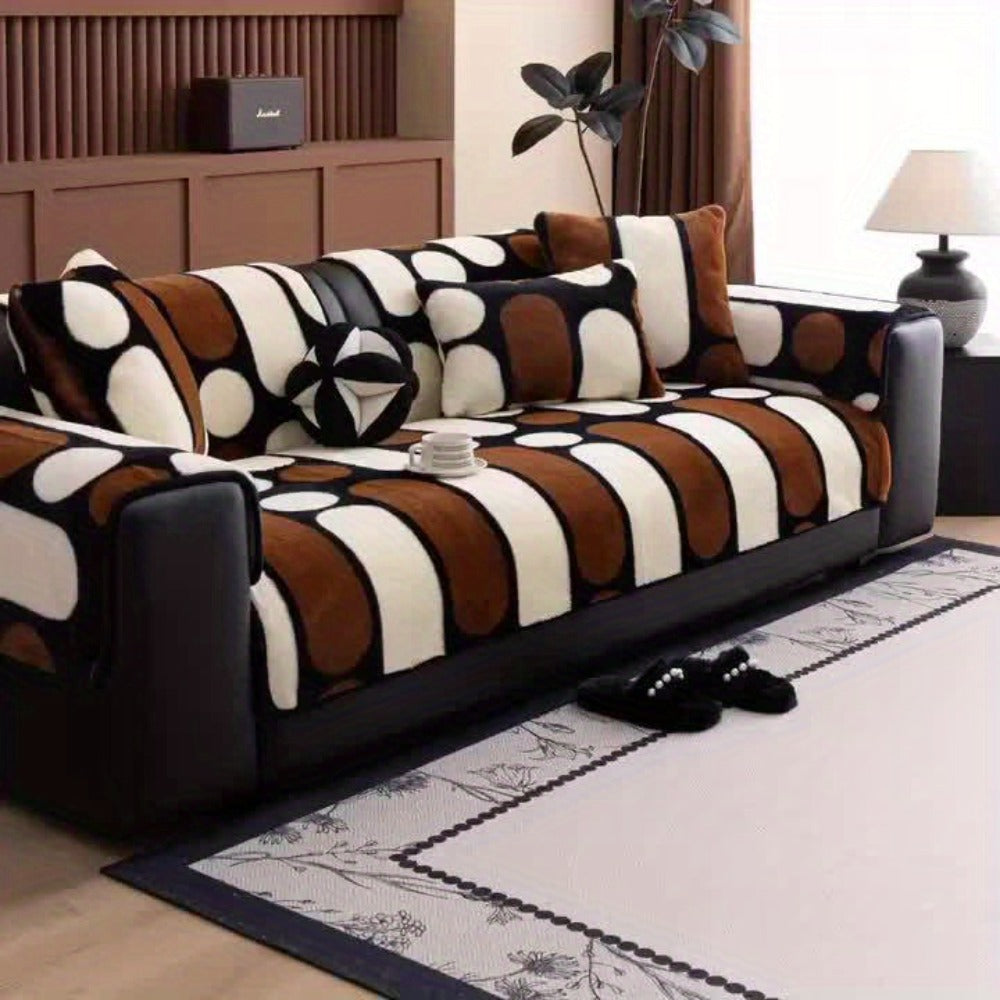 Faux Rabbit Fur Sofa Cushion Bohemian Style Thickened Ultra-Soft Fluffy Non-Slip Velvet Cover Pet Friendly Machine Washable for 2 3 4 Seater Couch Living Room Bedroom Office Home Decor