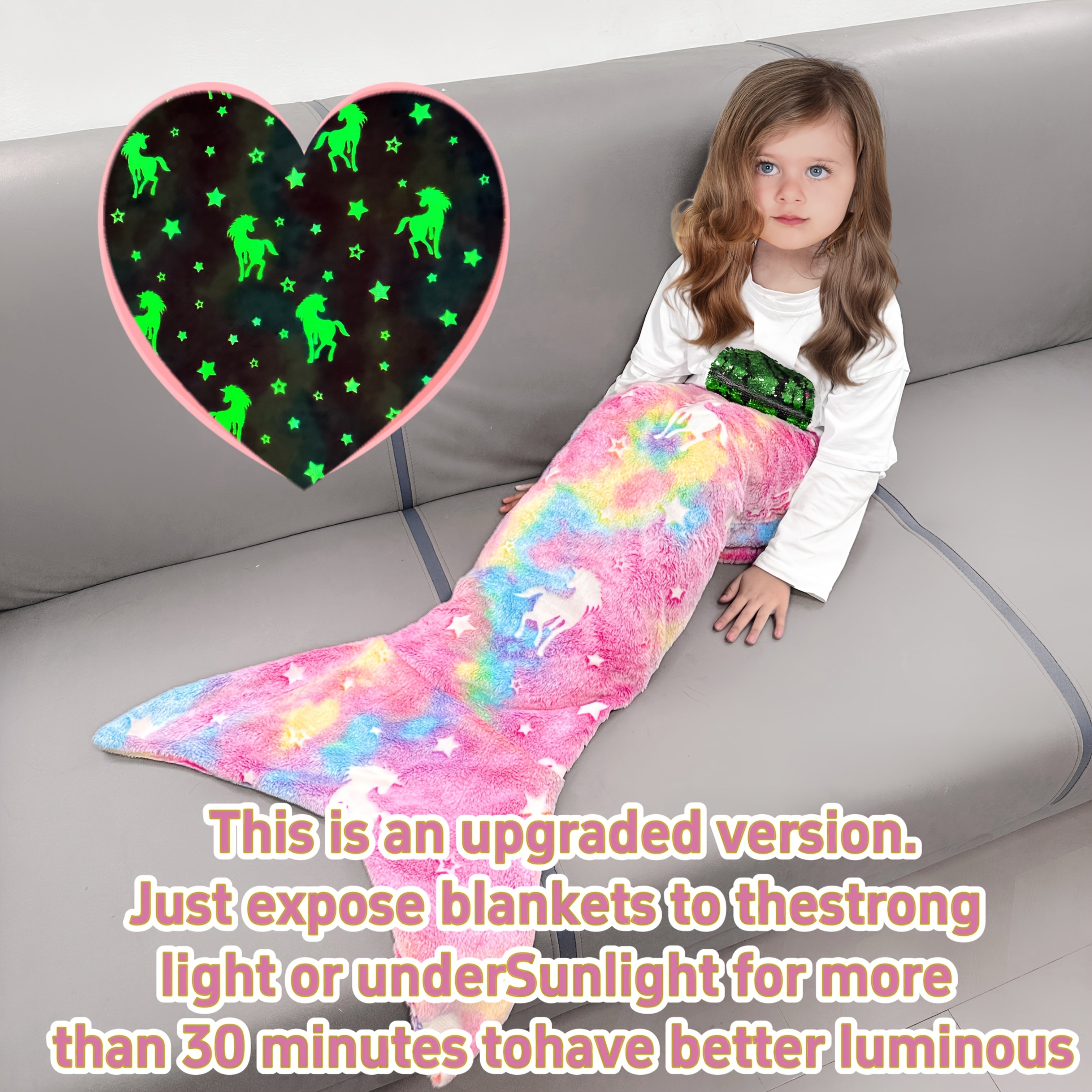Mermaid Tail Sleeping Bag Blanket for Kids & Adults - Soft Flannel 200GSM Anti-Kick Cozy Bed Cover, Fun Novelty Bedding for Girls Boys Sleepovers Camping, 5 Colors: Green Red Blue Purple Yellow