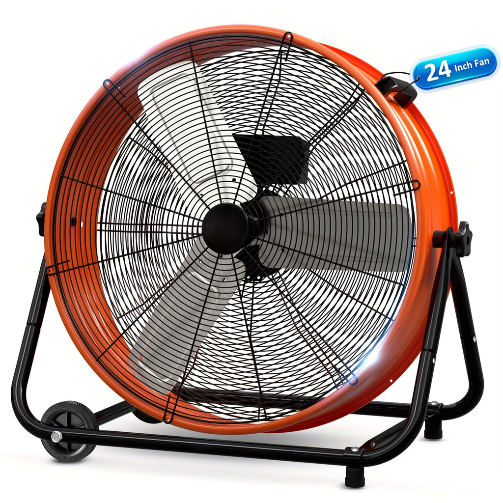 Industrial Drum Fan 24 & 30 Inch | High Velocity Floor Fan 9460-14000 CFM, 3-Speed Air Circulator with 180¡ã Tilt for Warehouse, Garage, Workshop, Job Site & Large Space Cooling ¨C Multiple Colors