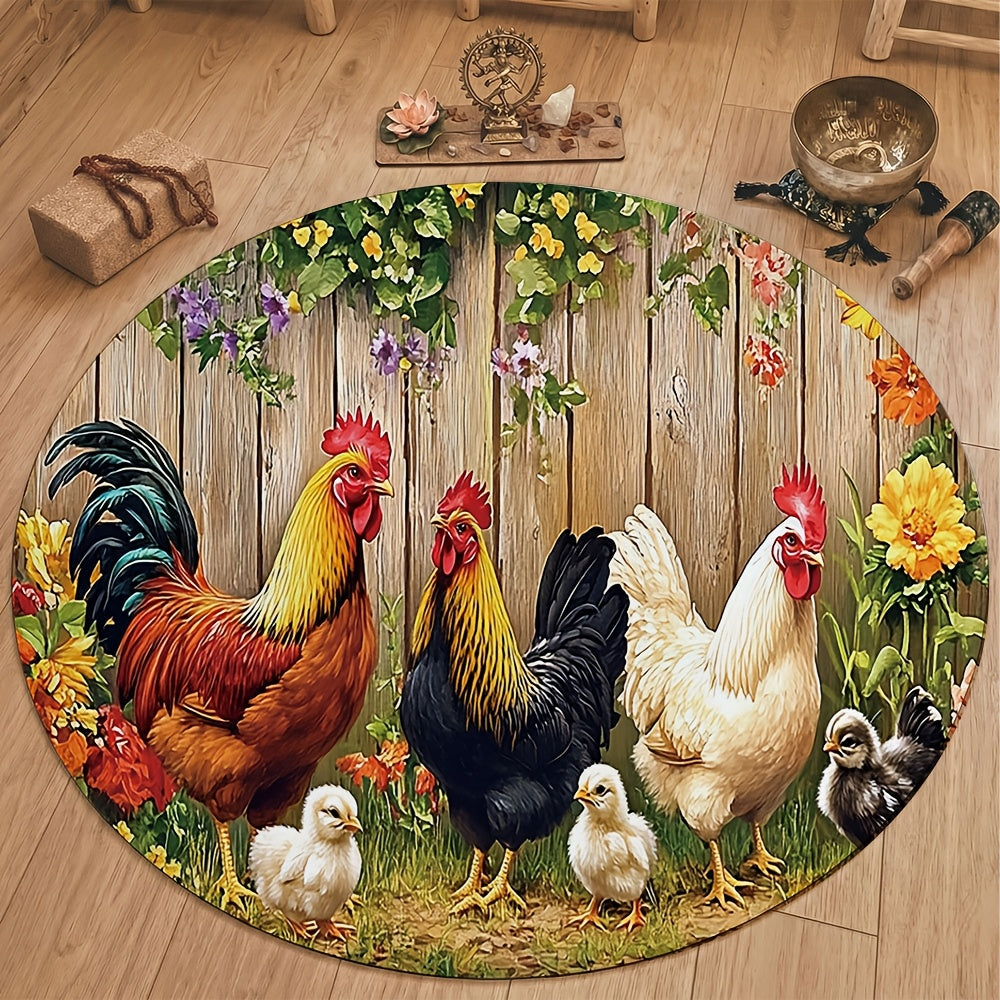 Rooster Kitchen Rugs Set 1/2/3/4pcs Vintage Farmhouse Anti-Slip Floor Mats for Kitchen Bedroom Bathroom Living Room Laundry Room Entrance