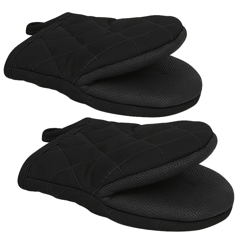 Oven Mitts 2 Pack Heat Resistant Kitchen Gloves - Non-Slip Multi-Ply Durable Cooking Baking Gloves Food Safe for BBQ Grilling Thanksgiving Christmas Holiday Kitchen Gift
