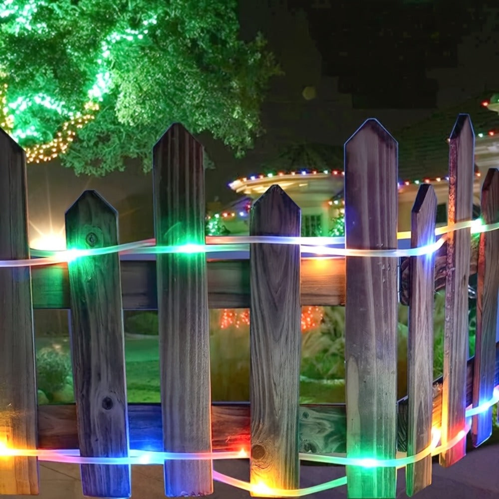 Solar Rope Lights Outdoor 33FT 100LED RGB ¨C 8 Modes IP65 Waterproof String Lights for Garden, Patio, Party & Holiday Decor