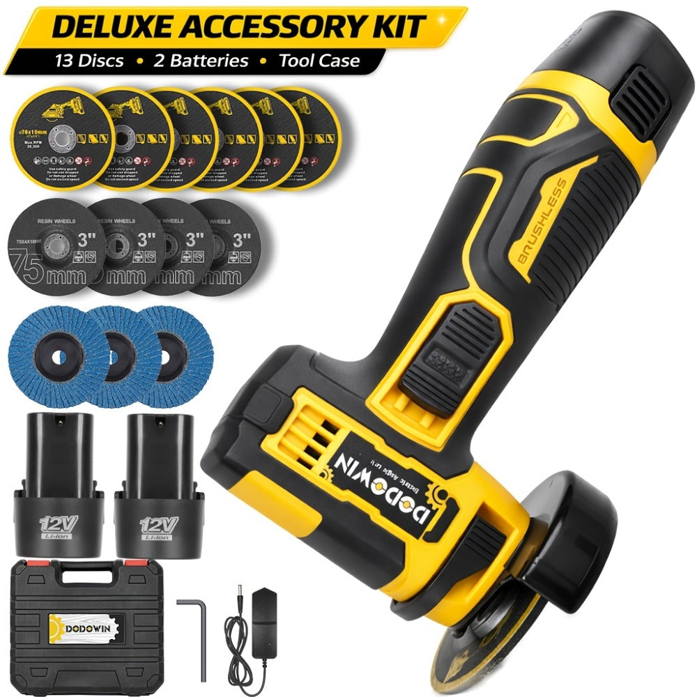 Mini Cordless Angle Grinder 19500RPM ¨C Electric Grinding Polishing Tool for Metal Wood Stone Concrete | Lithium Power Grinder with Battery Options