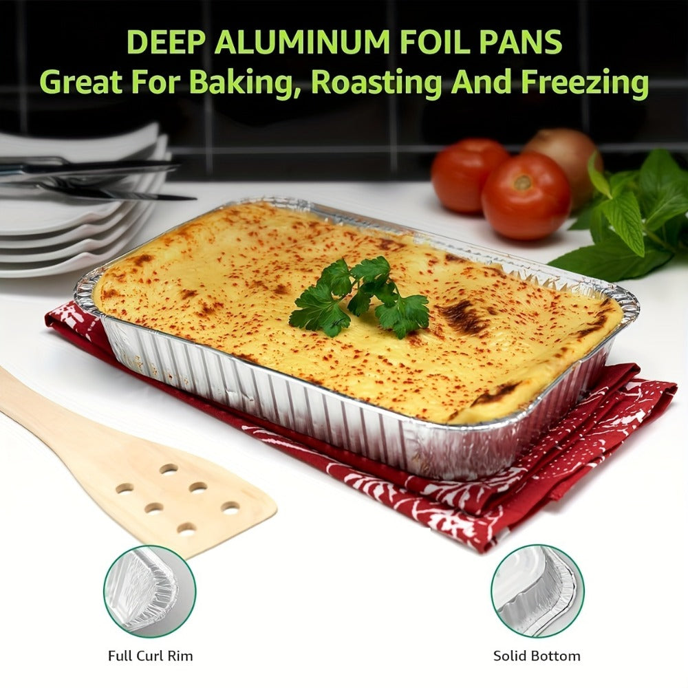 Disposable Aluminum Pans with Lids 25 Pack ¨C 9x13 Half Size Heavy-Duty Foil Baking Trays for Roasting, Reheating & Cooking ¨C Oven & Steam Table Safe, Chafing Dish Pans for Home & Commercial Use
