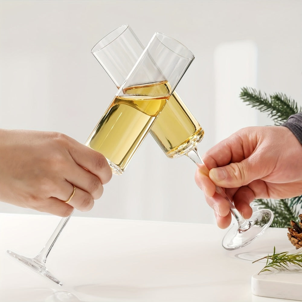 Champagne Flutes Set of 6 - Elegant 6.5oz Clear Glass Champagne Glasses, Reusable Stemmed Flutes for Birthday, Wedding, Christmas & Holiday Celebrations, Gift for Women & Men