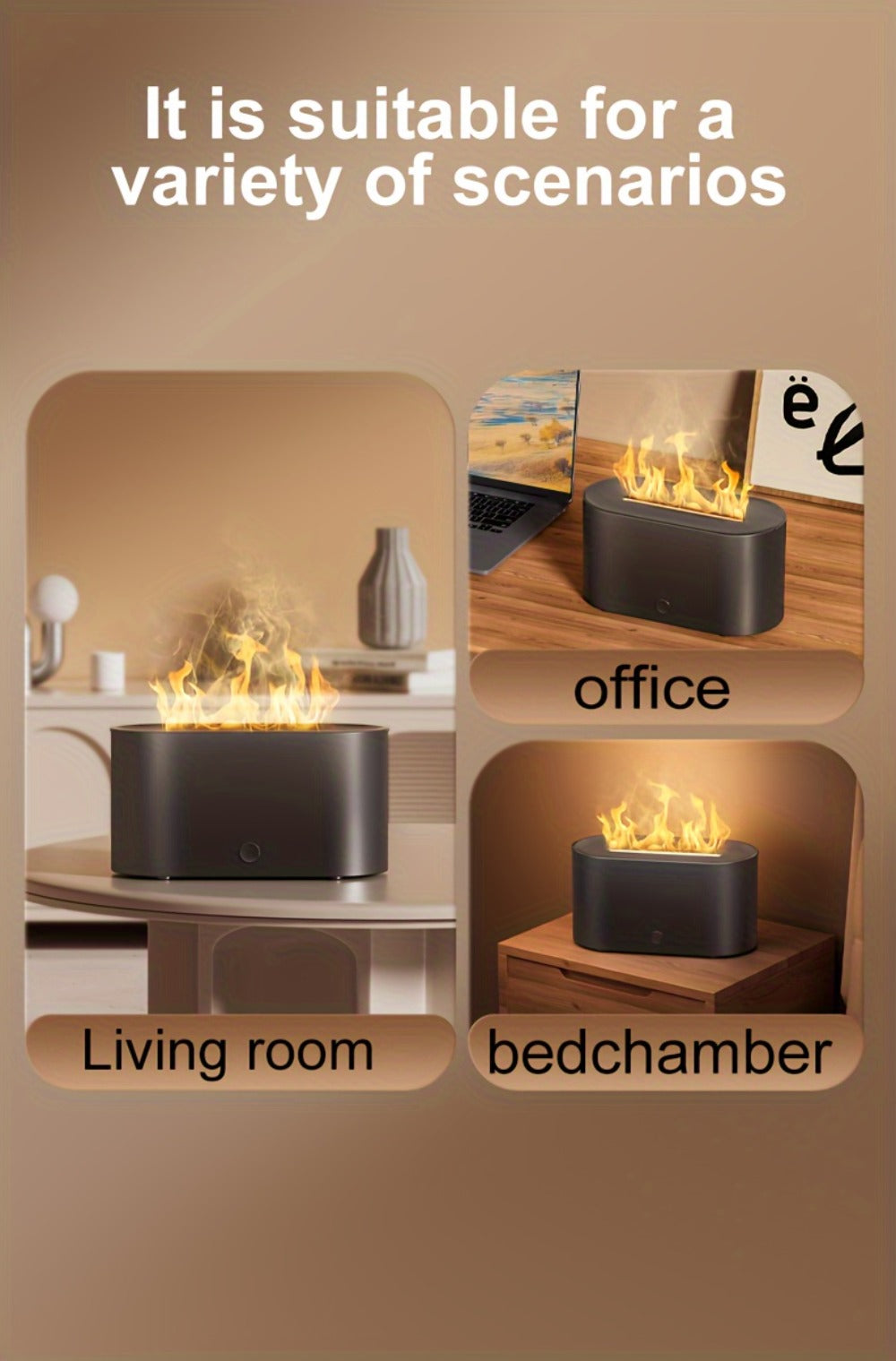 Flame Humidifier USB Mini - 7-Color Flame Atmosphere Light, Aromatherapy & Humidification 2-in-1, 3-Gear Mist Adjustable, Top Fill Design, Romantic Bedroom Decor Night Light, Christmas Gift