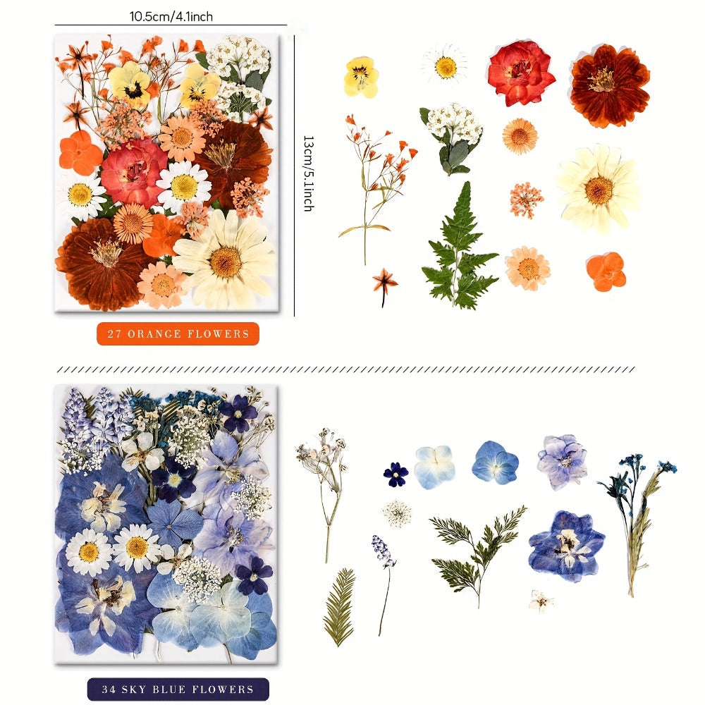 Dried Flowers Set 110 Pieces Vibrant Dried Flowers and Leaves for DIY Crafts Resin Jewelry Making Phone Case Candle Making Scrapbooking Epoxy Art Floral Decoration Nature Pressed Flower Kit for Adults