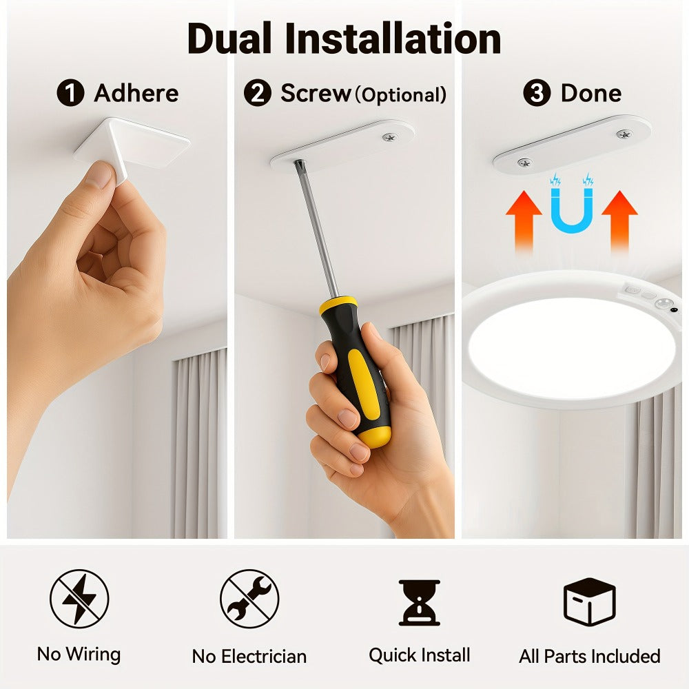 Rechargeable LED Ceiling Light with Motion Sensor ¨C Remote Control Dimmable, 3 Color Temps 3000K/4500K/6500K, 10 Brightness Levels, Battery Operated Closet Light for Bathroom Hallway Pantry Porch
