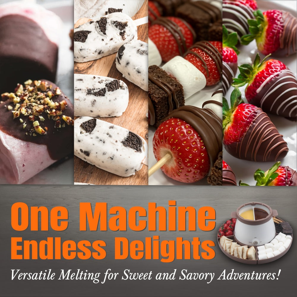Chocolate Melting Pot Electric Fondue Pot Set with Fondue Forks 2.5 Cup Dual Pots Candy Chocolate Warmer for Dipping Strawberries Fruit Desserts Party
