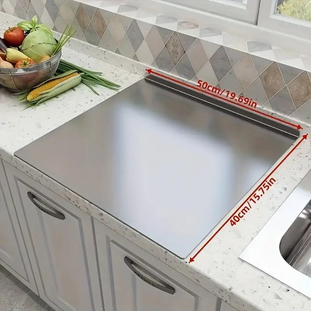 Stainless Steel Cutting Board Extra Large, Heavy Duty Kitchen Chopping Board for Meat Vegetables Dough, Corrosion Resistant Non-Porous Food Prep Surface, Easy Clean Baking & Kneading Board, XL & XXL Sizes