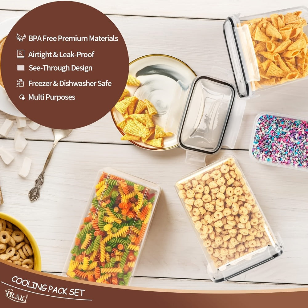 Airtight Food Storage Containers with Lids, BPA Free Leakproof Stackable Kitchen Organizer Set for Grain Nuts Cereal Pasta Dog Cat Food, with Labels & Marker