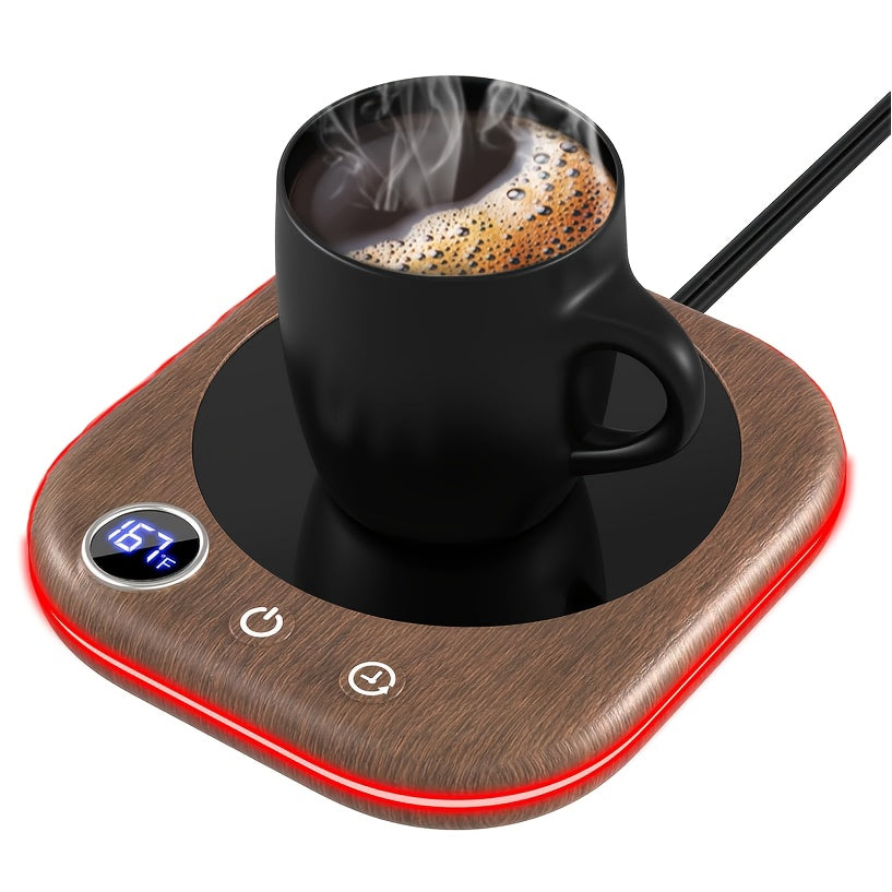 Smart Electric Coffee Mug Warmer 40W ¨C Desktop Coffee Cup Thermos with Temperature Display, 3 Heat Settings, 1¨C12 Hour Timer & 4-Hour Auto Shut-Off, Keeps Coffee Tea Milk Cocoa Warm ¨C Wood Grain Father's Day Gift