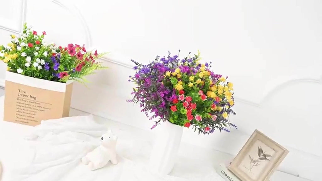 Artificial Flowers Outdoor UV Resistant Faux Daisy Bundles for Porch Patio Garden Decor - 9/18/27/36 Bundles Multicolor Realistic Fake Flowers Spring Summer Window Box Hanging Planter