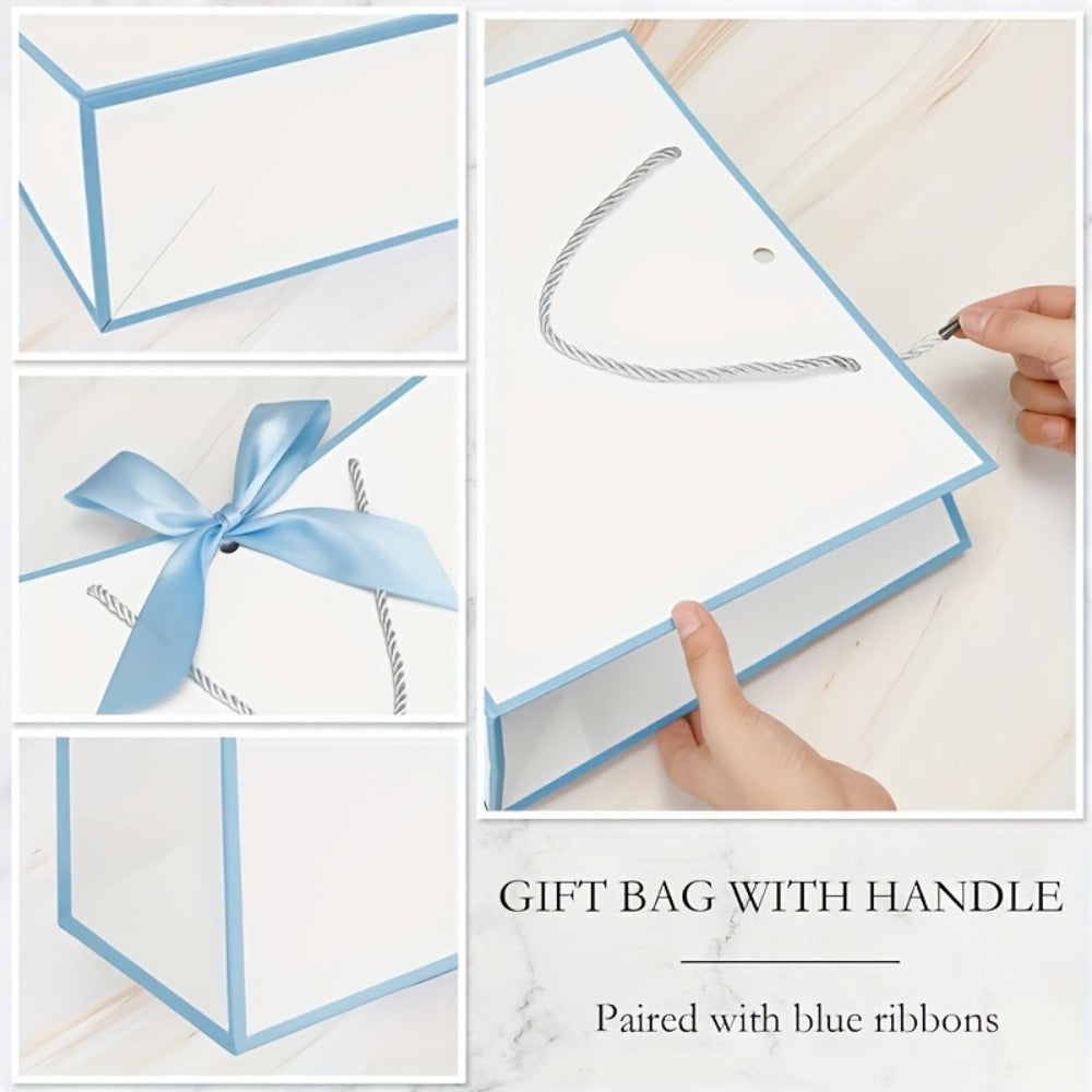 Gift Bags with Handles for Party Favors - Butterfly Ribbon Thank You Bags Wedding Baby Shower Birthday Bridesmaid Housewarming Autumn Celebration Elegant Packaging 12 24 36pcs