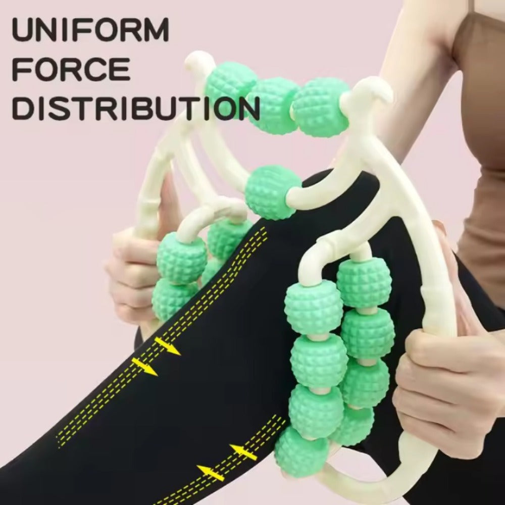 Leg Roller Massager 20-Wheel Manual Body Roller with Textured Bumps for Circulation ¨C Portable Leg, Thigh, Waist & Back Roller for Home Gym Travel, Circulation Booster & Muscle Relief Fitness Tool