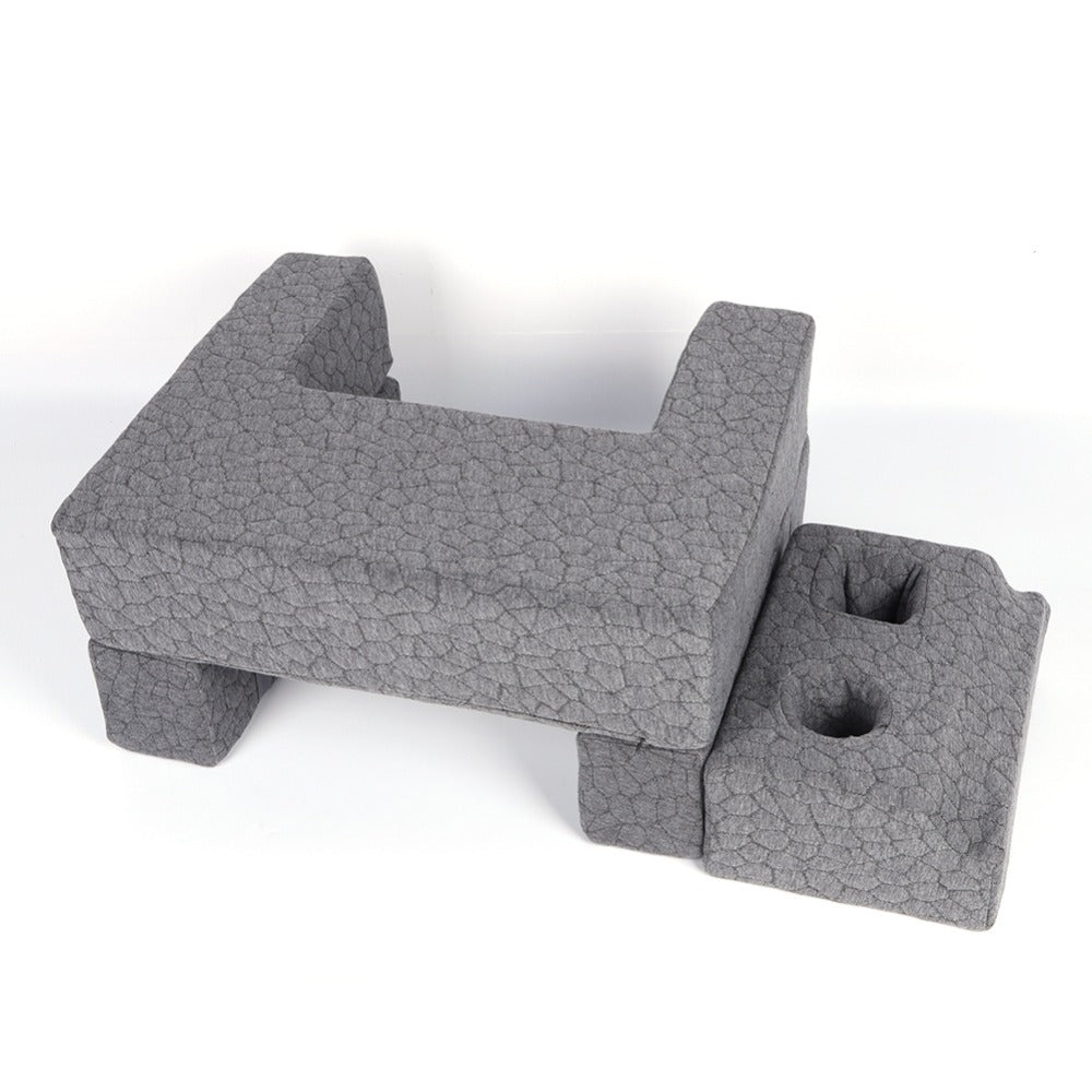 Adjustable Reading Gaming Wedge Pillow with Armrests ¨C Multipurpose Foam Support Pillow for Bed, Sofa & Floor, Steam Deck & Switch Compatible, Gray