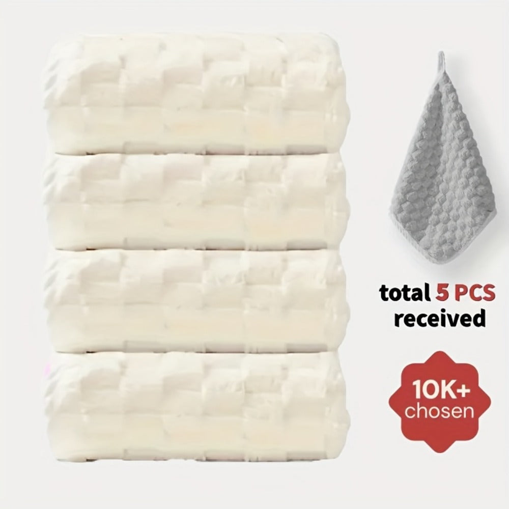 Waffle Weave Bath Towels Set 4 Pack or 8 Pack - Ultra Soft Super Absorbent Quick Dry Microfiber Moire Textured Towels | Spa Gym Travel Daily Use | Multi-Color Sets Gray Pink Blue Beige Gift Set