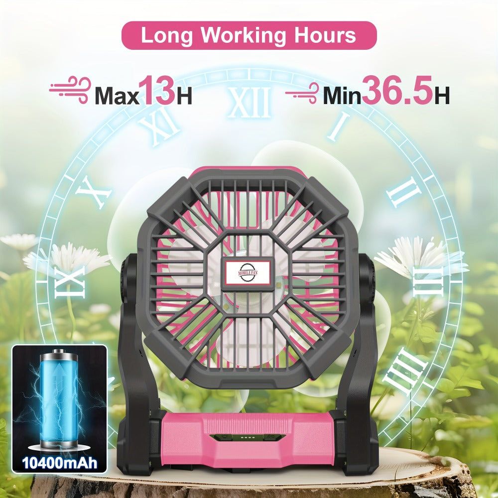 Camping Fan with LED Lantern, 3-in-1 Battery Powered Portable Fan Light for Tent Outdoor, Rechargeable Electric Fan with Timer 360¡ã Rotation, for Camping Hiking Barbecue Travel Emergency