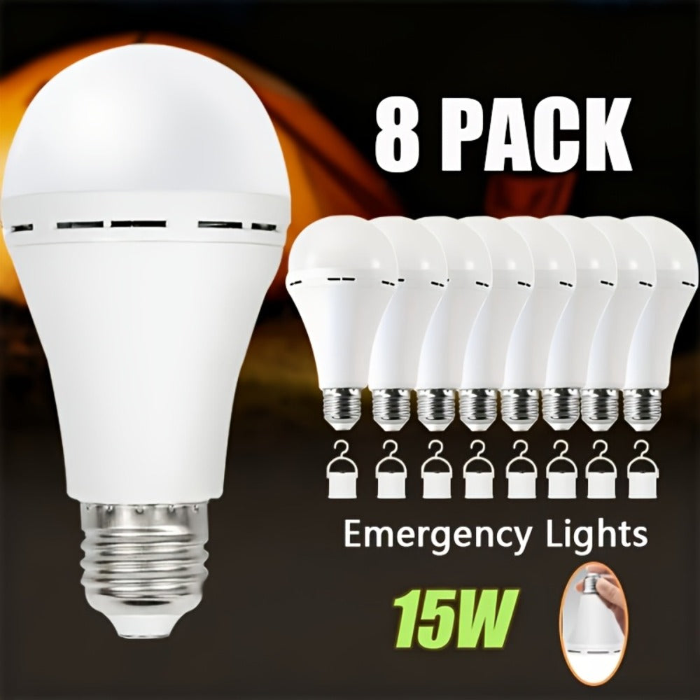 Emergency Light Bulb for Power Outages 2000mAh Rechargeable LED 6000K with Backup Battery ¨C Auto-On Failure Detection, Hangable Emergency Lighting for Home Camping Power Failure, 4 8 12 Pack