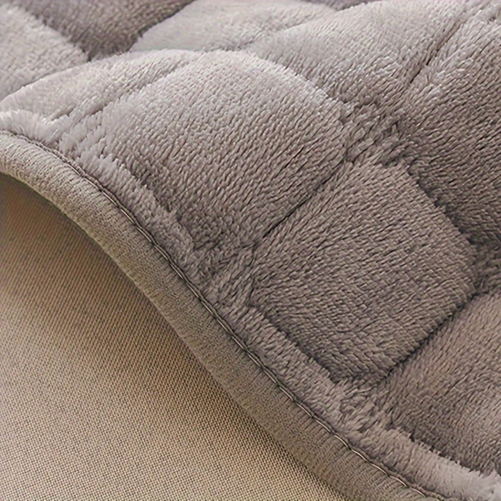 Quilted Flannel Velvet Sofa Cover 2pcs Set | Luxurious Jacquard Couch Cover, Soft Furniture Protector, Pet Friendly Machine Washable, All Season, Living Room Bedroom Office