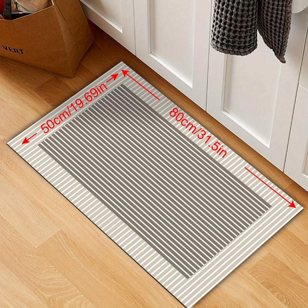 Kitchen Mat Non-Slip Absorbent Runner Rug Nordic Floral Pattern Anti-Fatigue Floor Mat with Rubber Backing for Kitchen Bathroom Hallway Laundry Room Beige Brown Washable