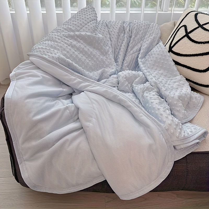 Cooling Blanket for Summer ¨C Breathable Lightweight Throw with Soundwave Embossed Striped Design, 100% Polyester Machine Washable Blanket & Shawl for Bed, Sofa & Travel (Multiple Colors & Sizes)