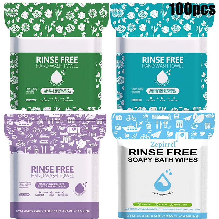Disposable No-Rinse Foaming Bath Towels - Large 11.81¡± Body Wipes, Wet & Wipe Cleansing Cloths for Elderly Care, Camping, Post-Surgery, Fitness & Travel, Bulk 50/100/200 Pack, No Shower Needed