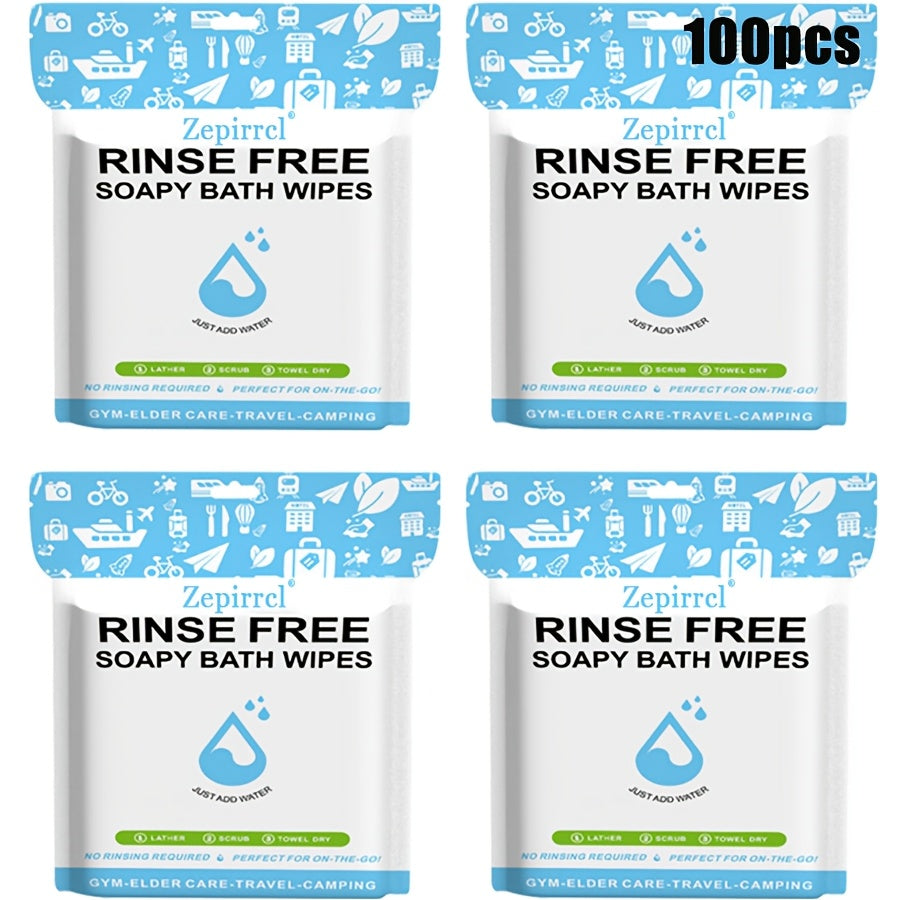 Disposable No-Rinse Foaming Bath Towels - Large 11.81¡± Body Wipes, Wet & Wipe Cleansing Cloths for Elderly Care, Camping, Post-Surgery, Fitness & Travel, Bulk 50/100/200 Pack, No Shower Needed