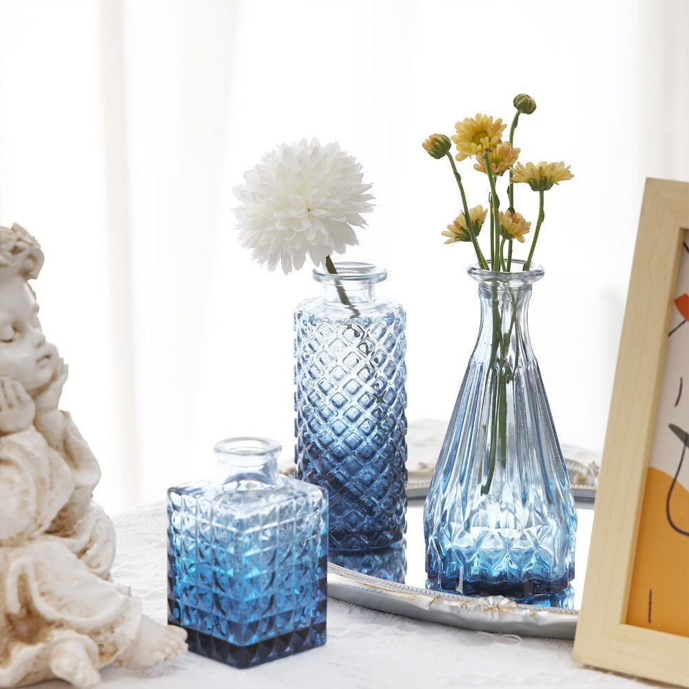 Bud Vases Set of 18 Blue Vintage Glass Small Flower Vases for Centerpieces - Rustic Farmhouse Table Decor for Home, Wedding, Halloween & Christmas | 3-6 Inch Mini Glass Vases Bulk
