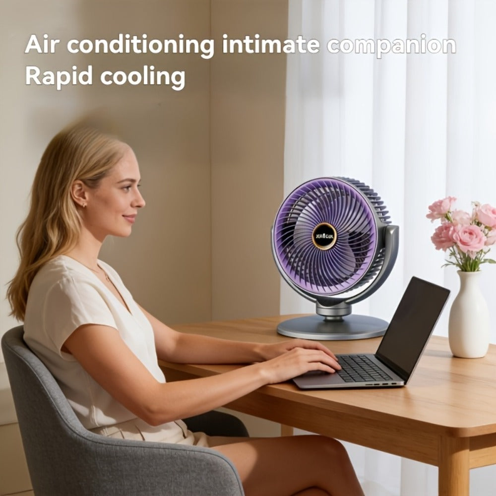 RV Fan 5-in-1 USB Rechargeable 4000mAh Battery 5-Speed Type-C Charging Port Portable Room Fan for Indoor Outdoor Camping Bedroom Desktop Ventilation