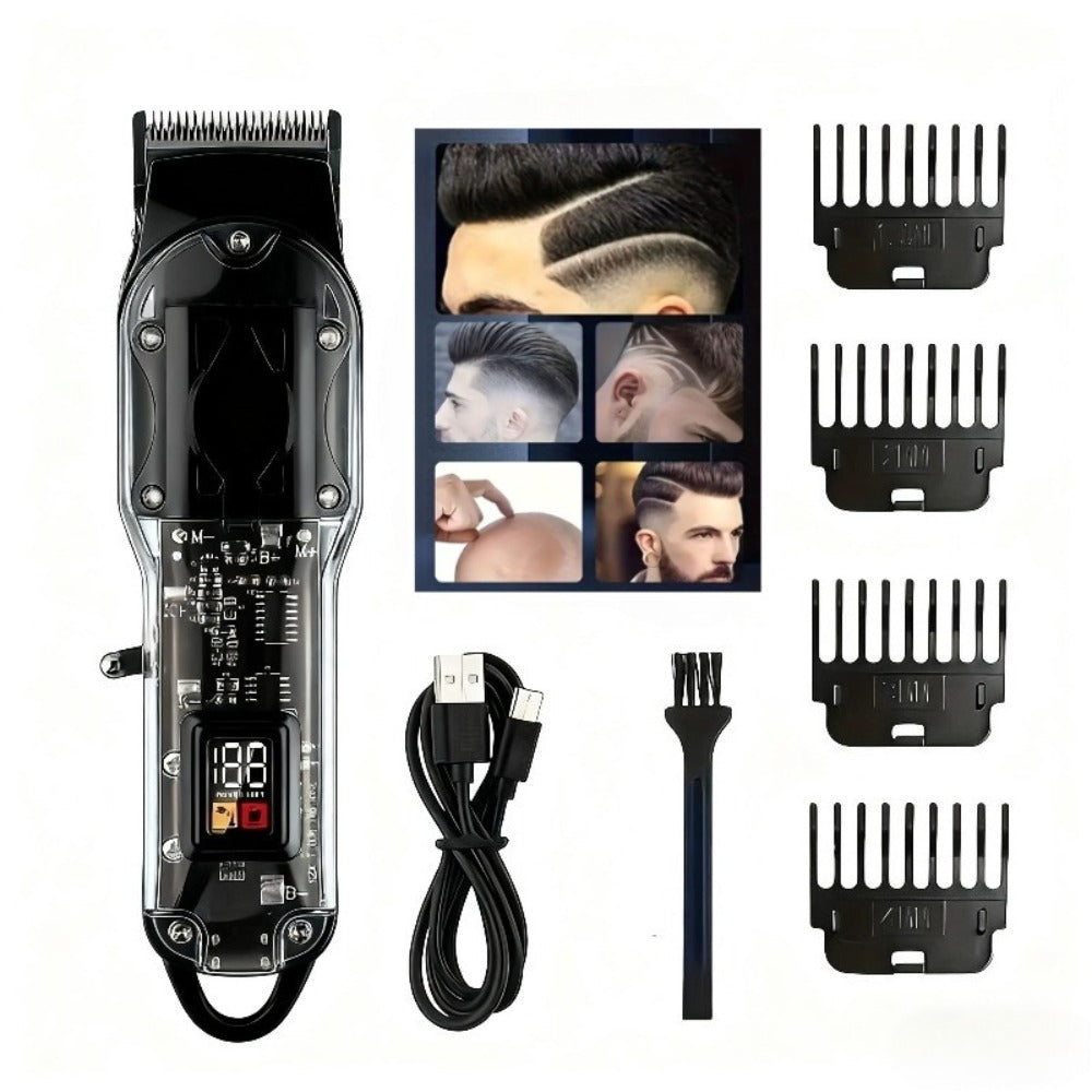 Professional Hair Clippers for Men - Cordless USB Fast Charging with Digital Display, 4 Adjustable Speeds, 4 Limit Combs 0.5-15mm, Rechargeable Lithium Battery, Barber-Grade Portable Clipper Kit 1 or 3 Piece