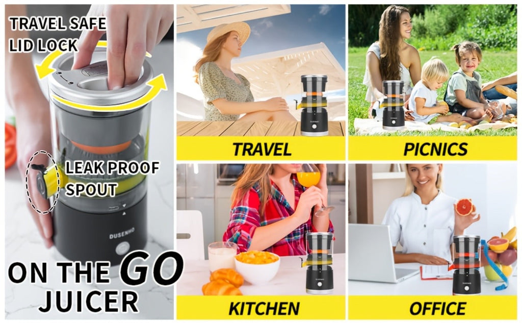 Electric Citrus Juicer Rechargeable USB-C ¨C Portable Electric Orange Juicer Machine with 45W Motor, BPA-Free, Quiet Operation, Cleaning Brush Included, for Orange Lemon Lime