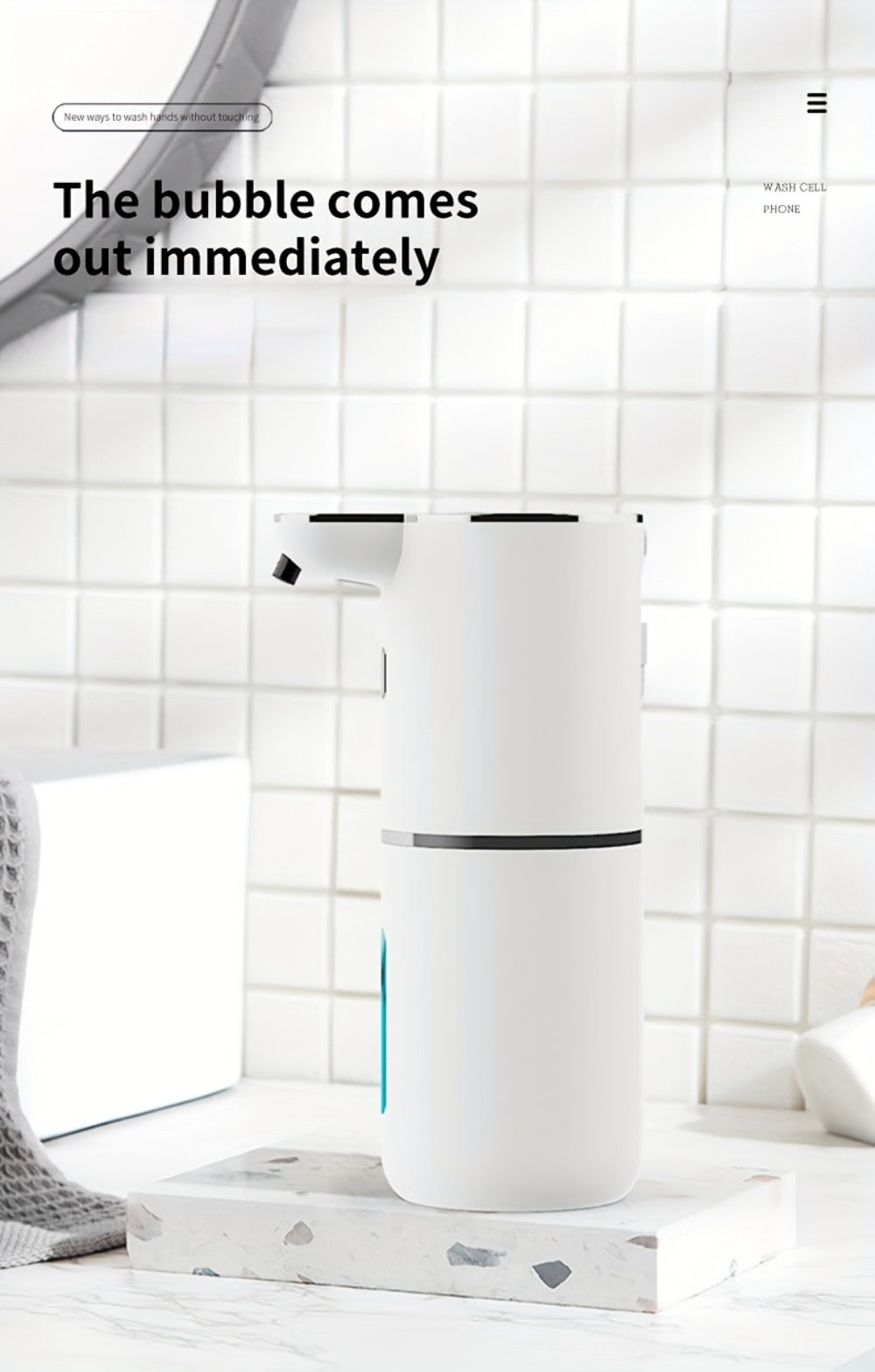 Automatic Sensor Soap Dispenser Foam Type 6 Gear Digital Display - Rechargeable Touchless Large Capacity Countertop or Wall Mount | Black White | Kitchen Bathroom Restroom Hands Free