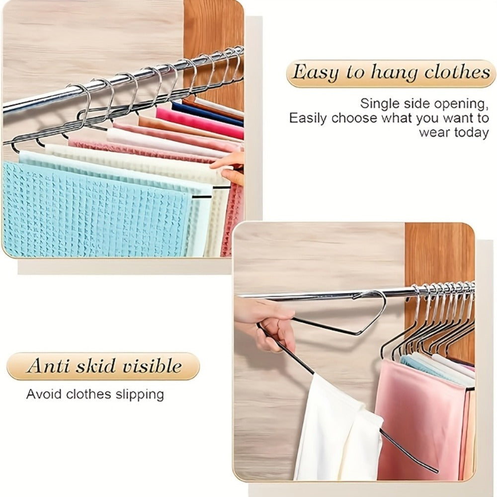 Pants Hangers Metal Open Leg Non-Slip - Heavy Duty Trouser Jeans Hanger for Wardrobe, Space Saving, Black or White, 10/20/30/50pcs