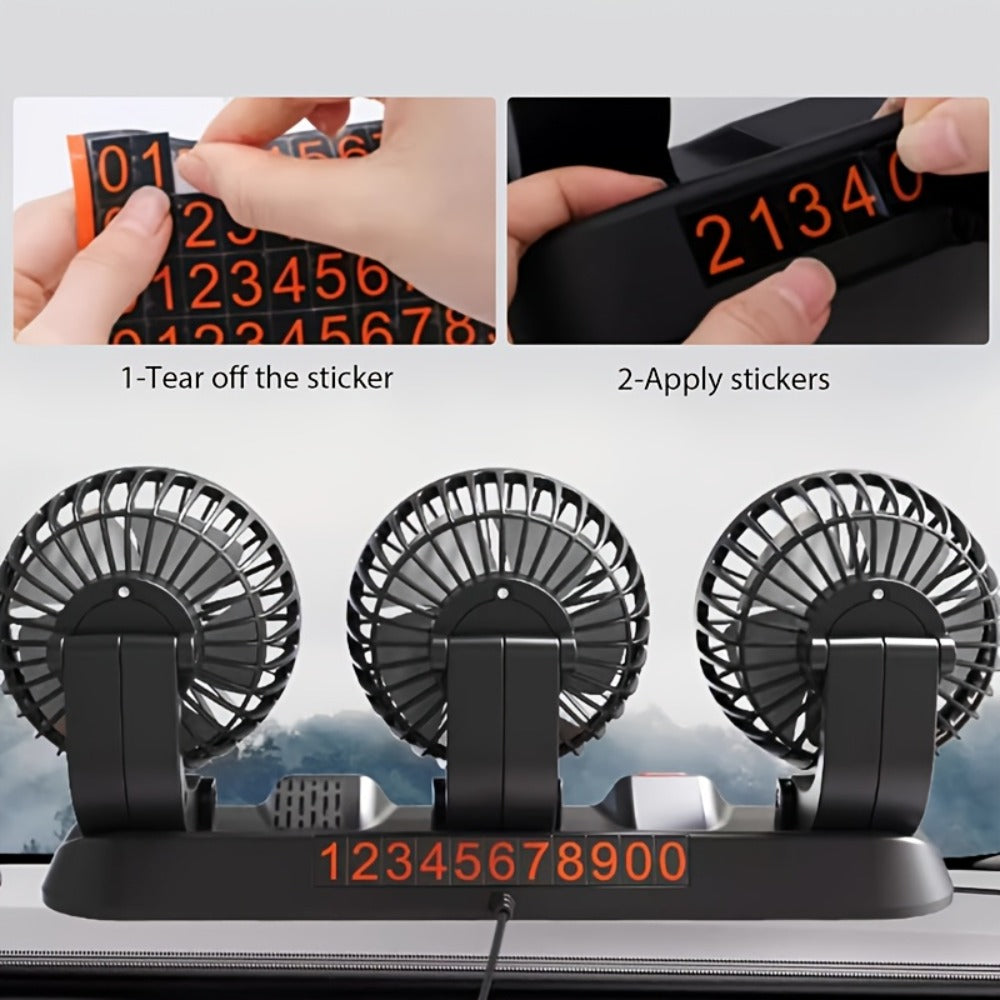 USB 3-Head Desk Fan Quiet Operation Adjustable Speed Powerful Efficient Cooling for Home Office Bedroom Computer Power Bank Compatible Black