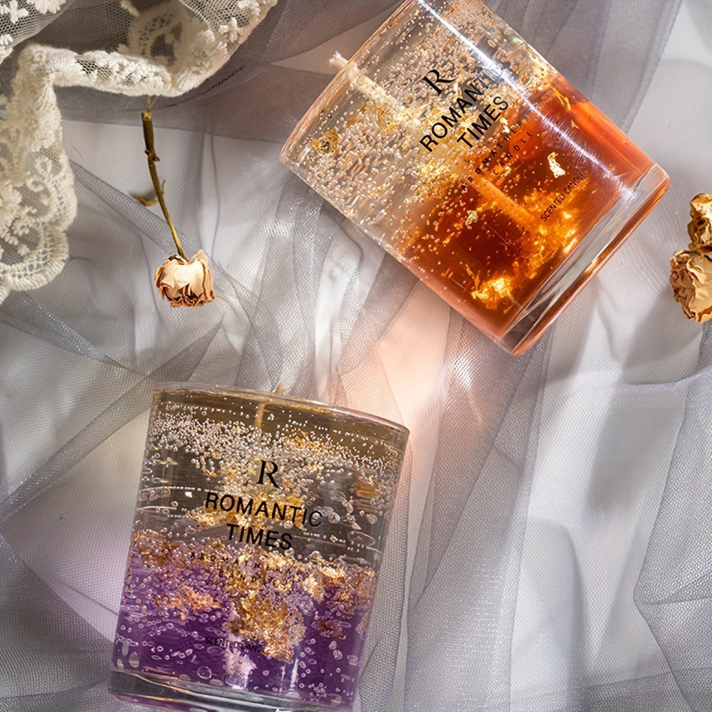 Soy Candle with Real Flowers 7.4oz Essential Oils 50-Hour Burn Floral Scented Elegant Glass Jar Velvet Rose Lavender Orange for Home Decor Relaxation Gift