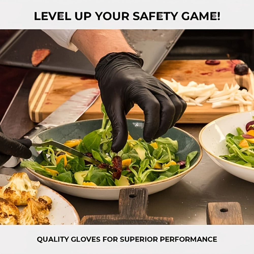 Disposable Nitrile Gloves Black ¨C Powder Free, Latex Free Protective Gloves for Household Cleaning, Pet Bathing, Tattoo, Hair Coloring & Professional Use (S/M/L/XL)