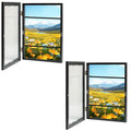 Kids Art Frames Front Opening Changeable Artwork Display Frames for Children Drawings Crafts Photos Wall Gallery - Set of 2 or 4, Black White Wood Grain