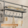 Over-the-Door Storage Rack with Hooks ¨C Metal Multifunctional Organizer for Bedroom Bathroom Kitchen, 4/5/6/8 Hook Options in Gray & Black