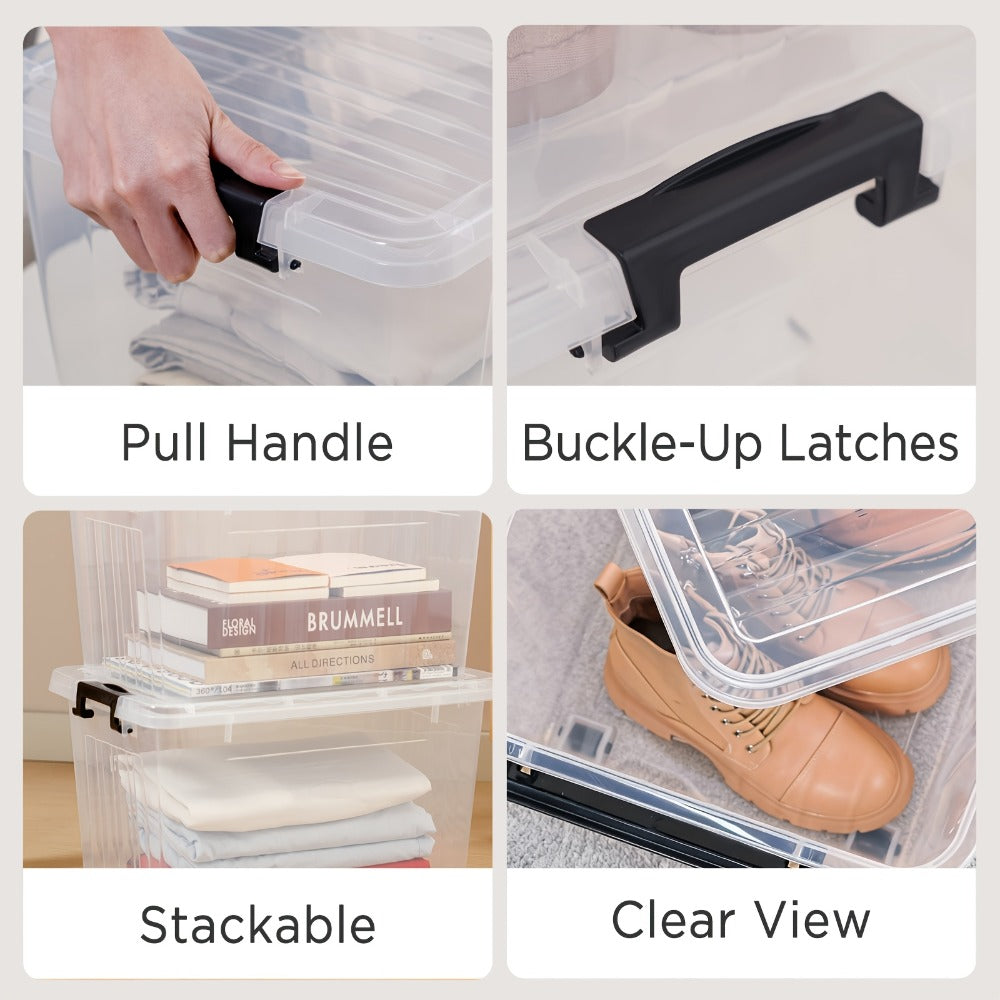 Clear Plastic Storage Bins with Lids 6 Pack Stackable Storage Containers with Snap-Tight Locks for Home, Office, Garage & Basement ¨C 17QT or 21QT, BPA-Free
