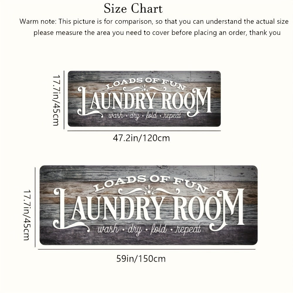 Farmhouse Laundry Room Runner Rug - Non-Slip Washable Retro Kitchen & Bathroom Mat | Anti-Slip Floor Runner for Laundry Room, Kitchen, Bathroom & Entryway | Boho Home Decor Accent Rug Multiple Sizes