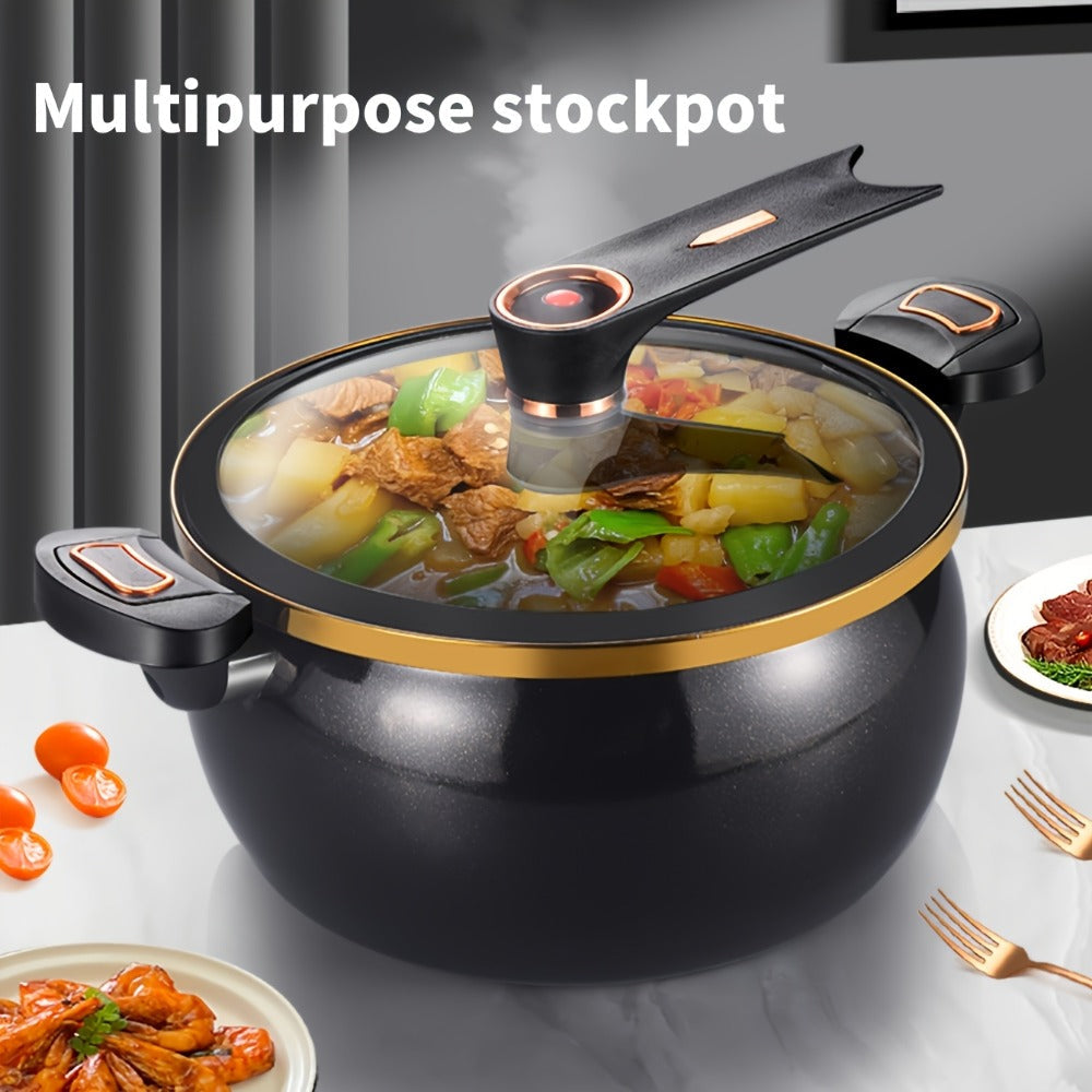 8.45QT Non-Stick Ceramic Stockpot with Twist Lock Handle - Induction & Gas Compatible, Cast Iron, Home & Restaurant