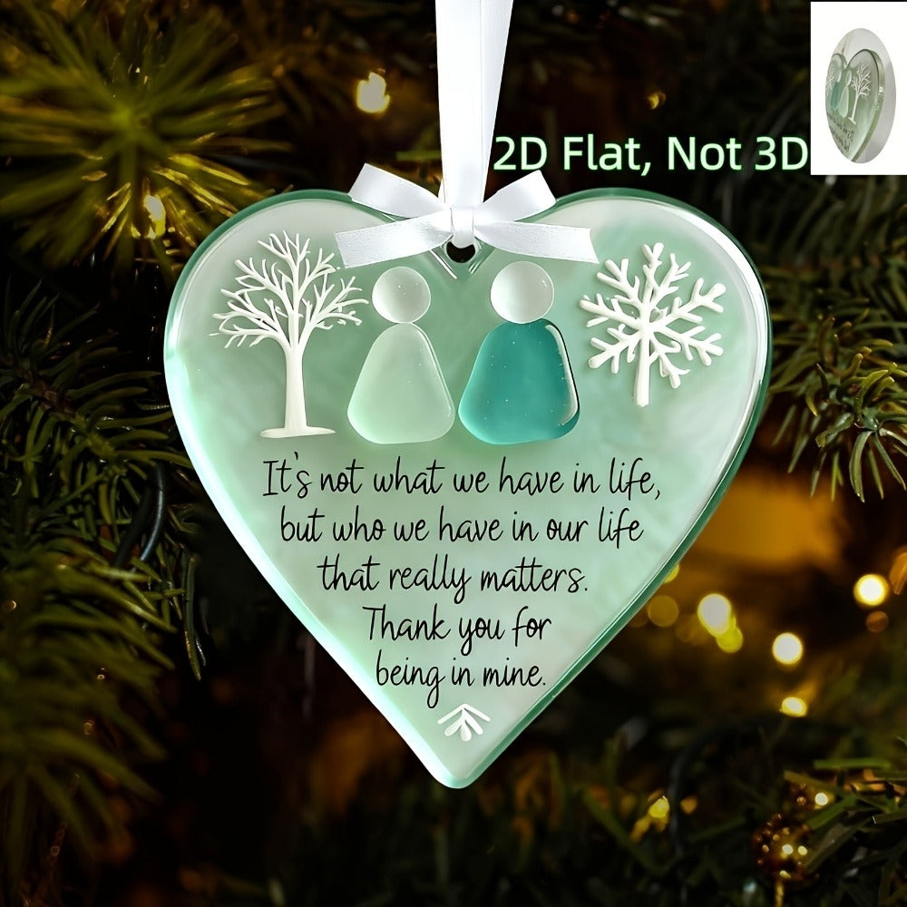 Acrylic Heart Friendship Ornaments 15 Pack ¨C Heart-Shaped Sea Hanging Decor with Inspirational Quote, Christmas Tree Ornaments, Car Charm & Best Friend Gift Set
