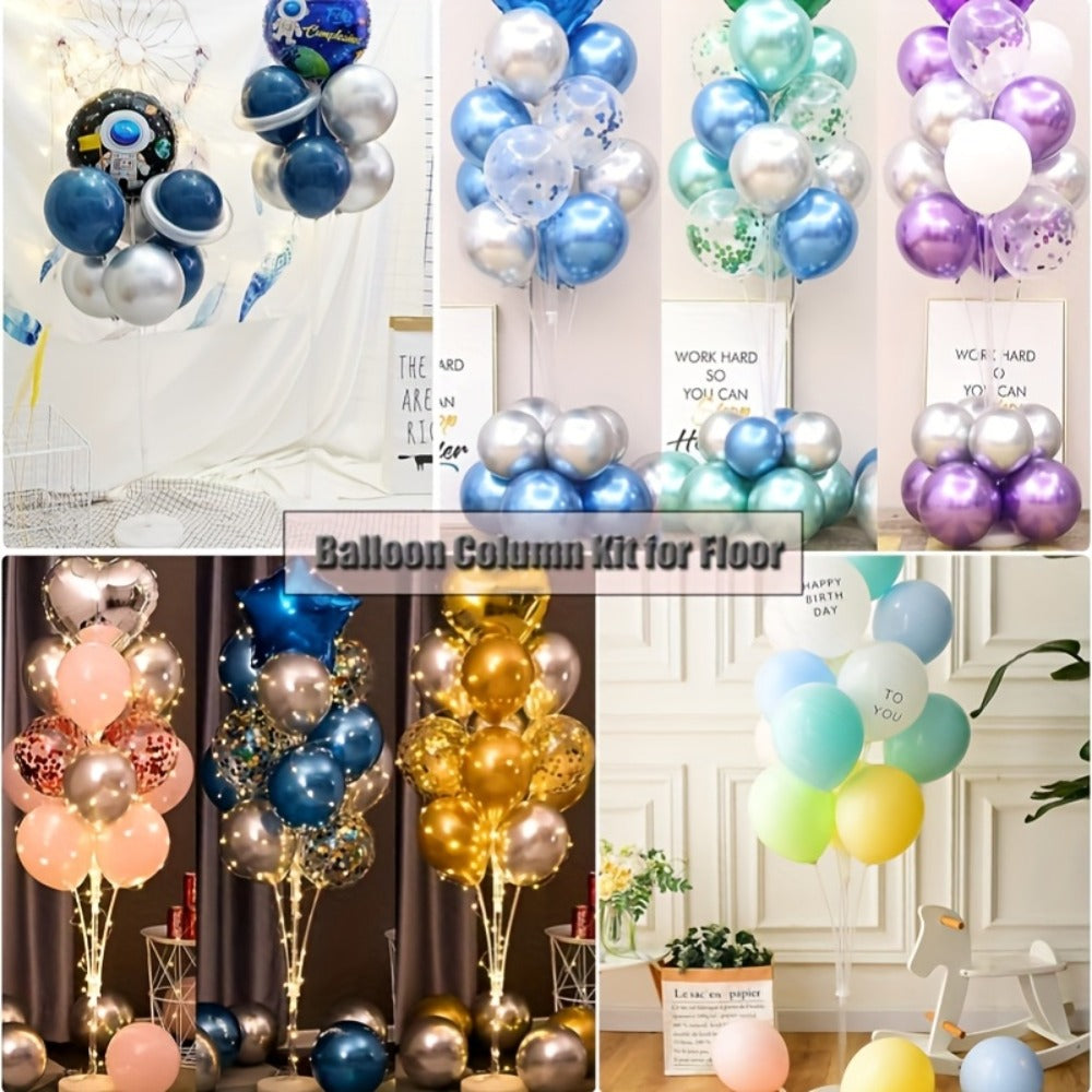 Balloon Stand Kit 63-Inch with Base | 19-Balloon Arch Holder for Birthday, Wedding, Graduation & Christmas Party Centerpiece - Sturdy PP Pole, Table & Floor Use, Easy Assembly, Durable Reusable 2pcs